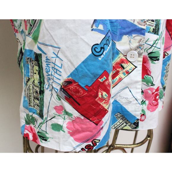 Reformation White Oahu Italy Postcard Travel Button Down Shirt Size Small - Picture 6 of 7